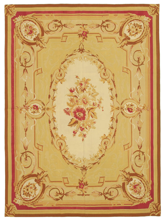 9x12 Yellow Aubusson Kilim - 29532