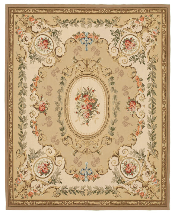 9x11 Beige Aubusson Kilim - 29544