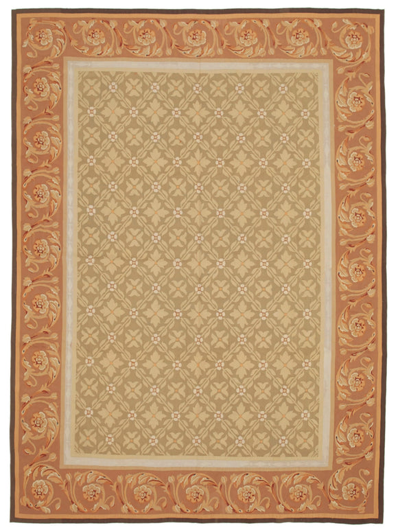 9x12 Brown Aubusson Kilim - 29545
