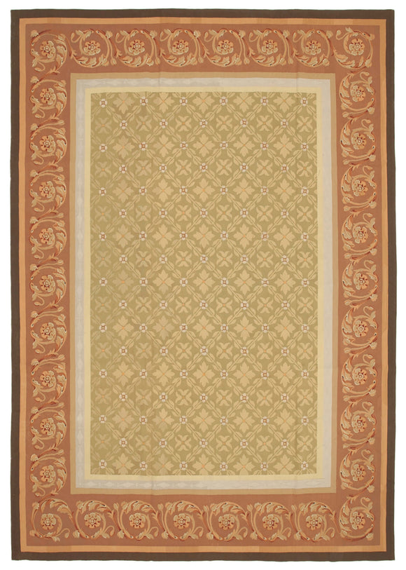 9x14 Brown Aubusson Kilim - 29553