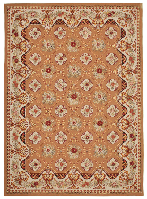 10' x 14' Floral Aubusson Kilim Rug