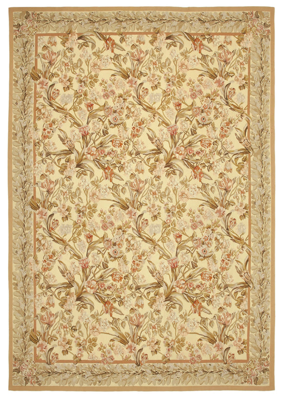 9' 9'' x 14' 2'' Floral Aubusson Kilim