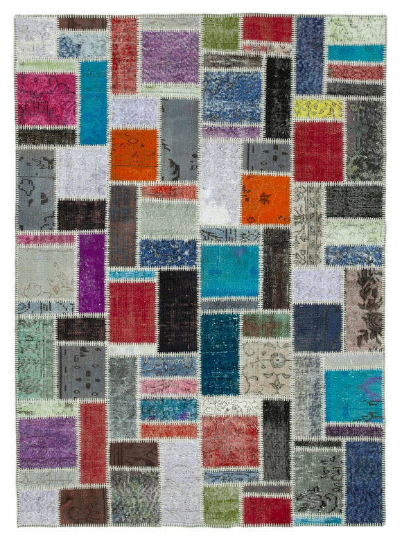 6x8 Multicolor Turkish Handmade Modern Patchwork Rug