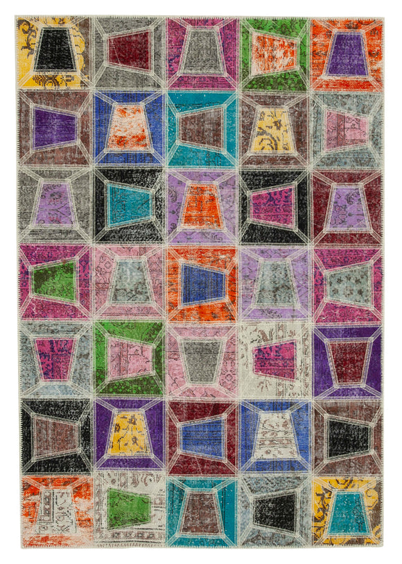 6x9 Multicolor Modern Patchwork Rug - 29609
