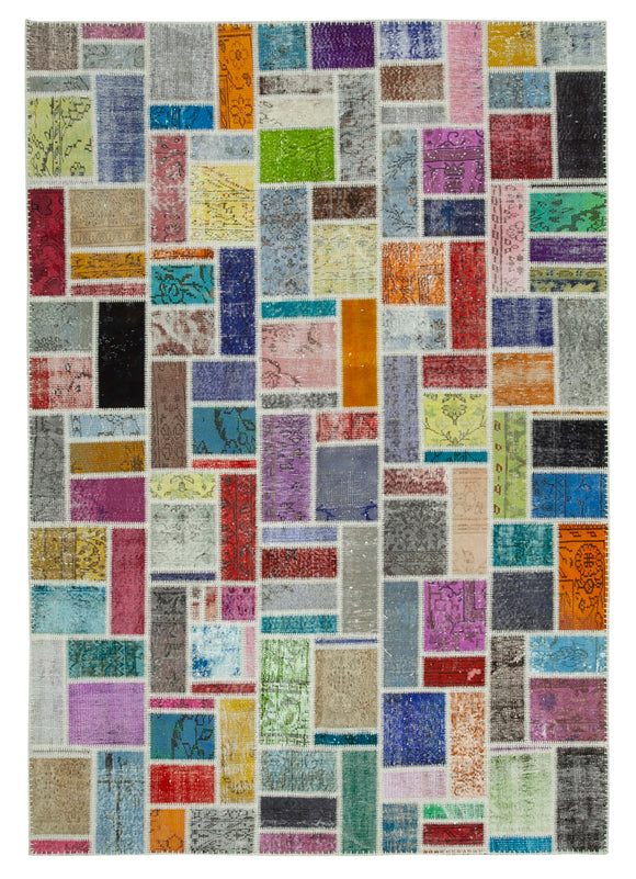 7x10 Multicolor Modern Patchwork Rug - 29619