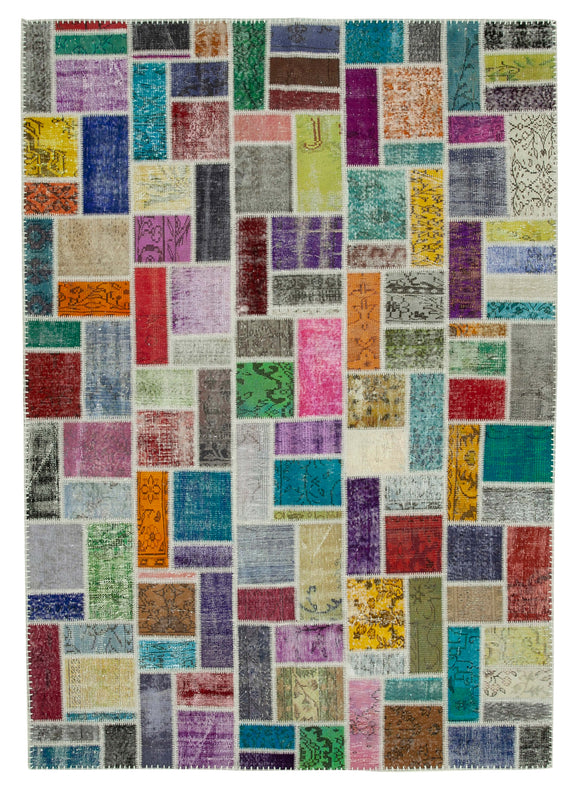 7x10 Multicolor Modern Patchwork Rug - 29620