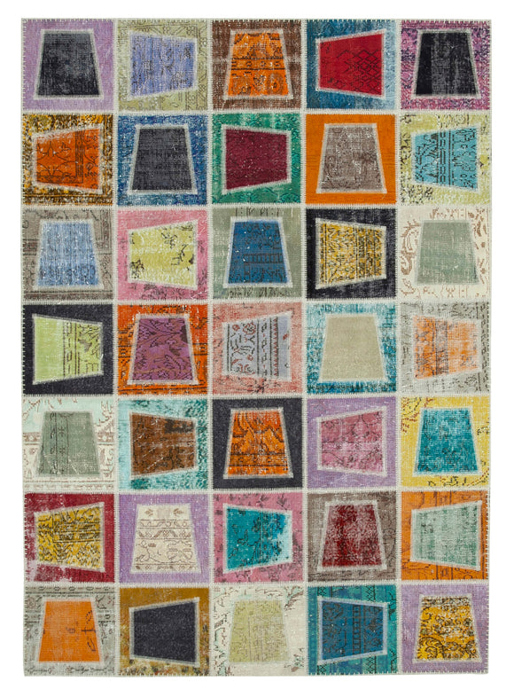 7x9 Multicolor Modern Patchwork Rug - 29621