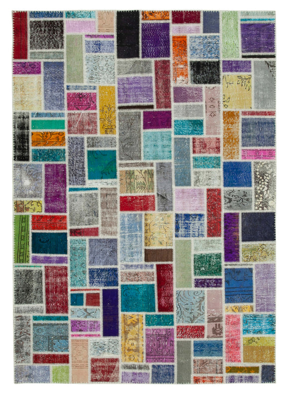 7x10 Multicolor Modern Patchwork Rug - 29622