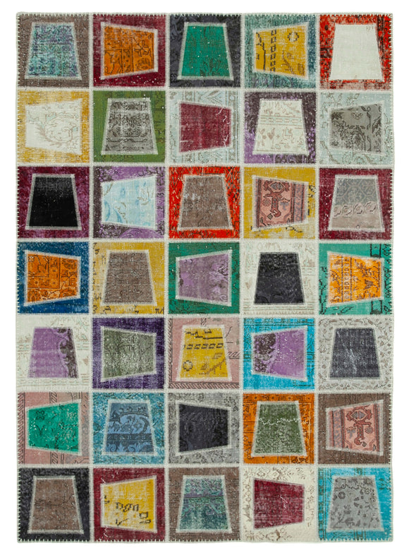 7x9 Multicolor Modern Patchwork Rug - 29636
