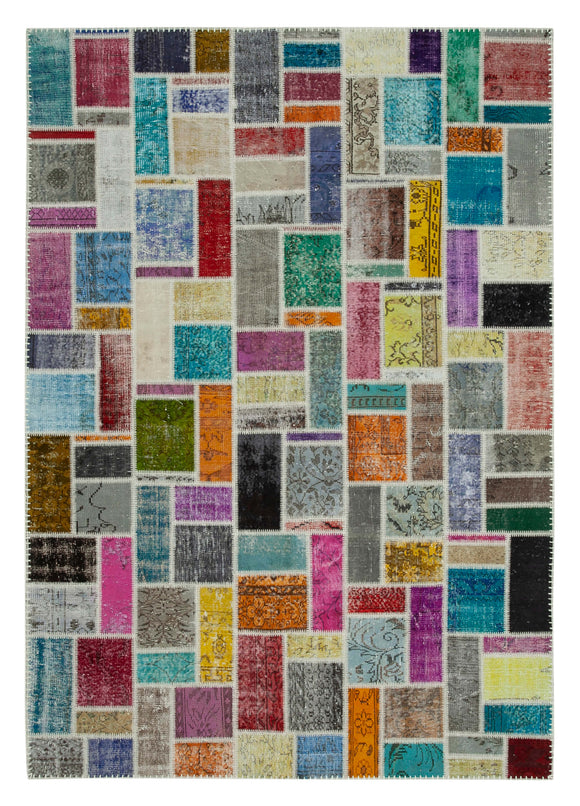 7x10 Multicolor Modern Patchwork Rug - 29638