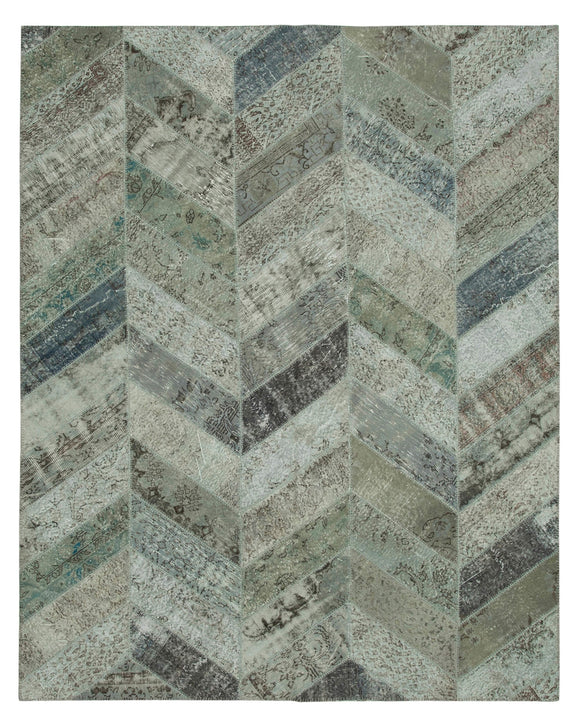 8x10 Grey Modern Patchwork Rug - 29652