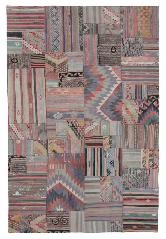 7x10 Multicolor Kilim Patchwork Rug - 30466