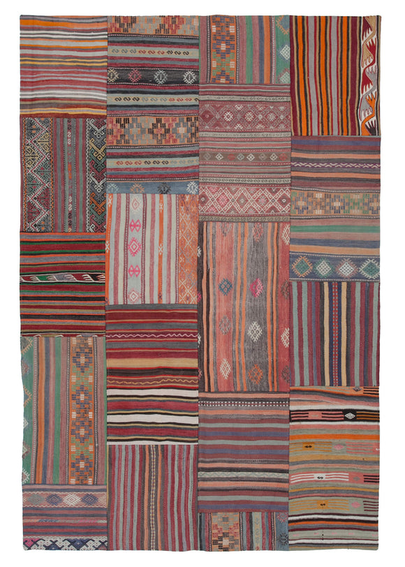 7x10 Multicolor Kilim Patchwork Rug - 30472