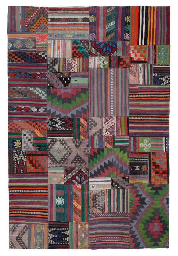 7x10 Multicolor Anatolian Vintage Kilim Patchwork Rug