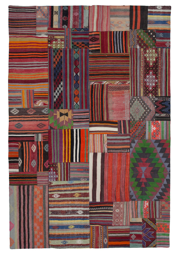 7x10 Multicolor Oriental Vintage Kilim Patchwork Rug