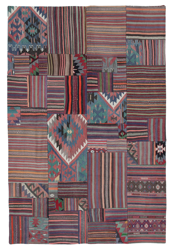 7x10 Multicolor Oriental Hand Woven Kilim Patchwork Rug