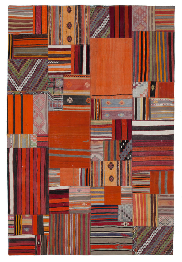 7x10 Multicolor Turkish Old Kilim Patchwork Rug - 30502