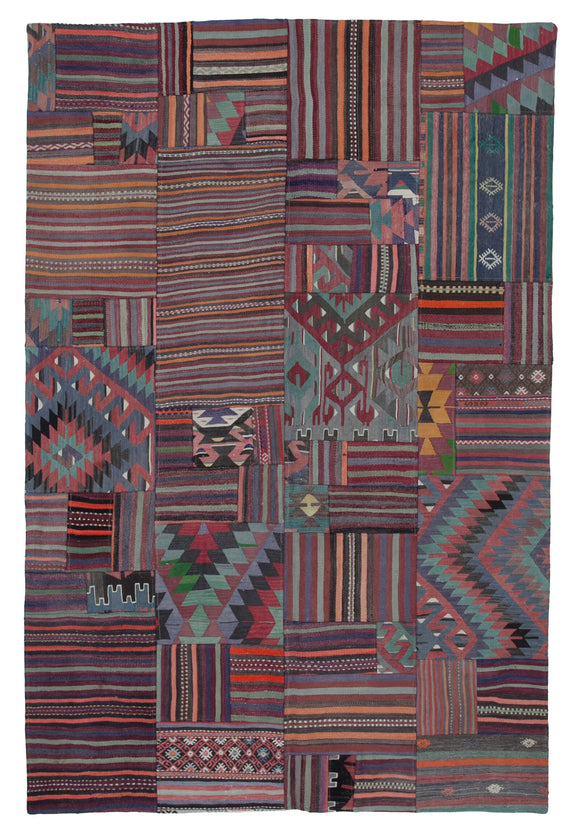 7x10 Multicolor Turkish Old Kilim Patchwork Rug - 30520