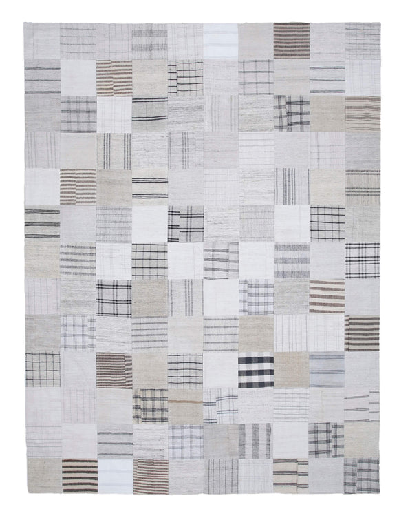 9' 11'' x 13' 1'' Beige Kilim Patchwork Rug