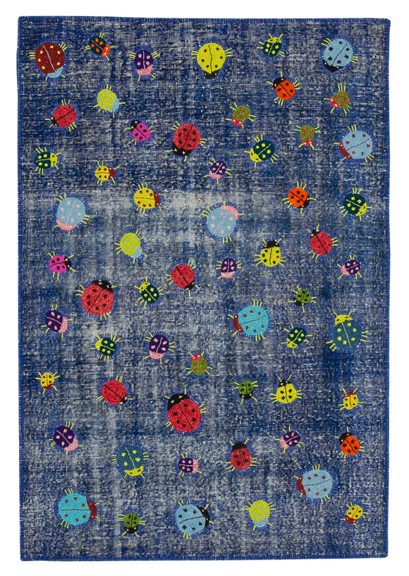 5x7 Blue Modern Patchwork Rug - 30947