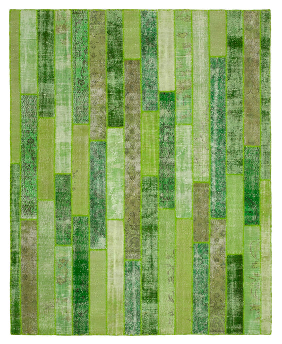 8x10 Green Modern Patchwork Rug - 30981