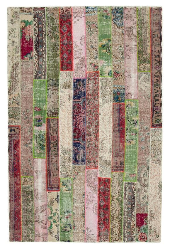 7x10 Red Modern Patchwork Rug - 30991