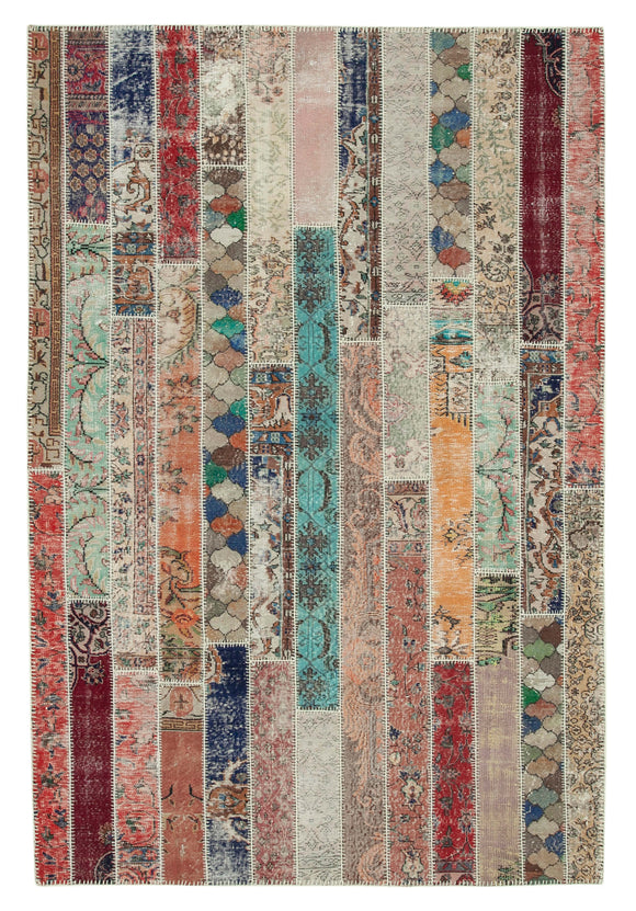 7x10 Multicolor Modern Patchwork Rug - 31001