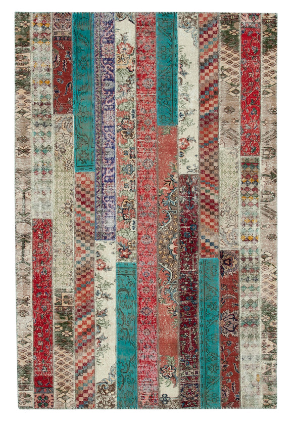 7x10 Multicolor Modern Patchwork Rug - 31009