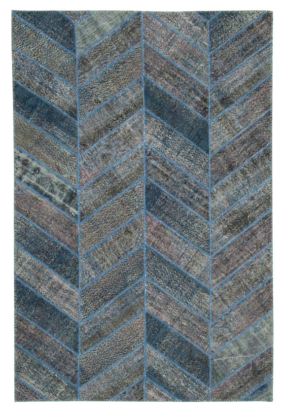 6x10 Blue Modern Patchwork Rug - 31017