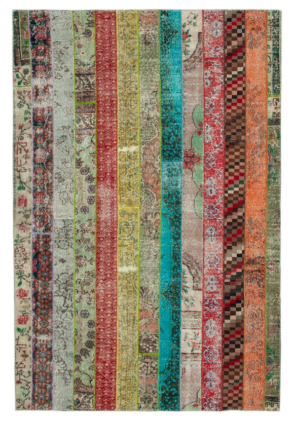 7x10 Multicolor Modern Patchwork Rug - 31025