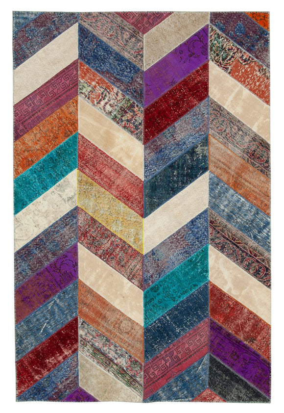 6x10 Multicolor Modern Patchwork Rug - 31083