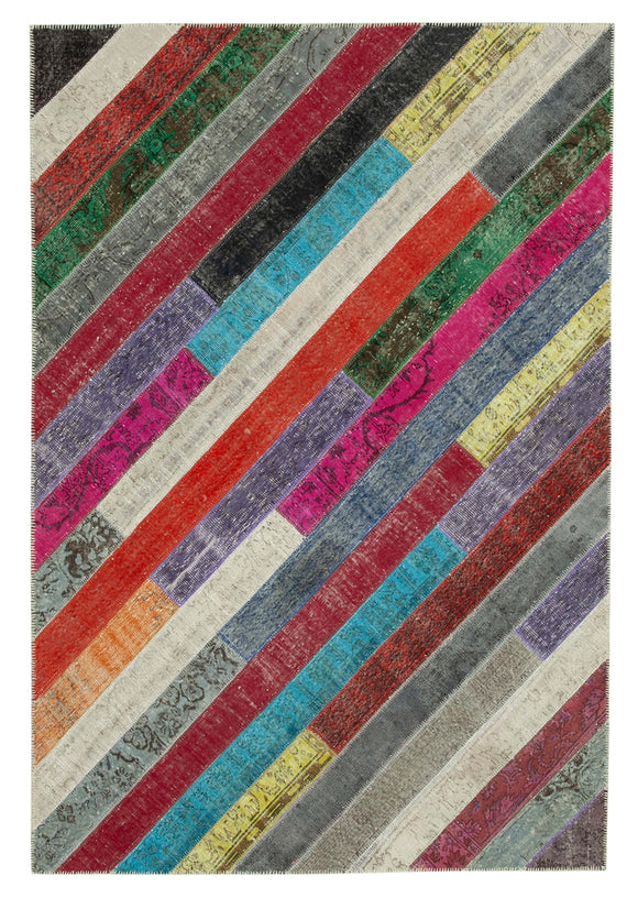 7x10 Multicolor Modern Patchwork Rug - 31089