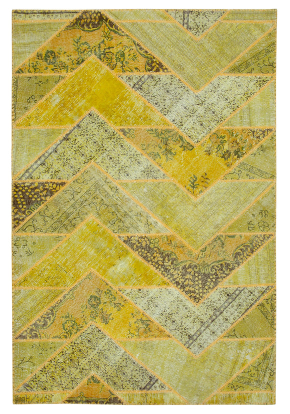 7x10 Yellow Modern Patchwork Rug - 31109