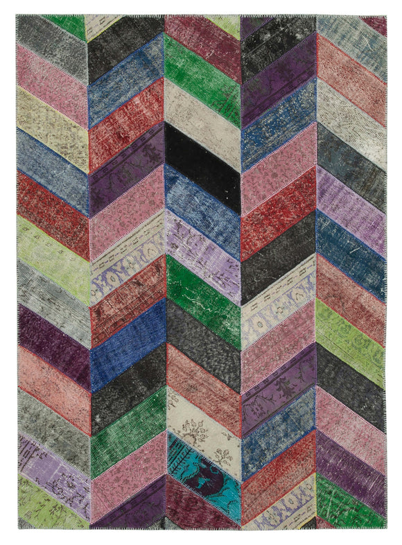 7x10 Multicolor Modern Patchwork Rug - 31110