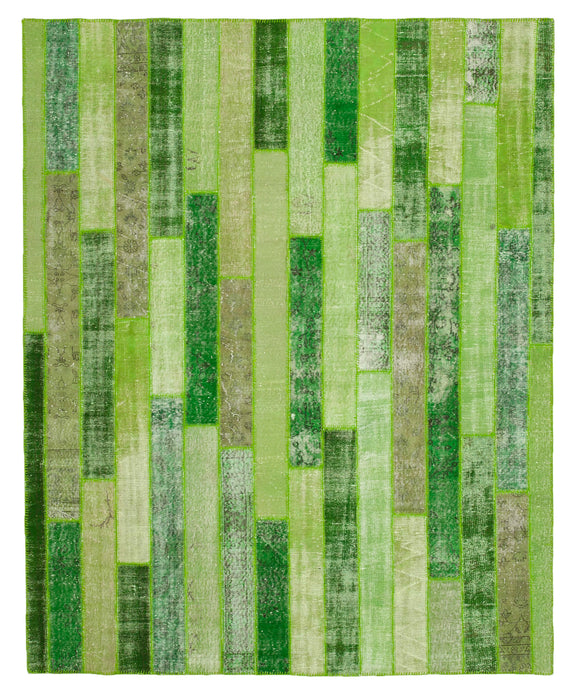 8x10 Green Modern Patchwork Rug - 31117