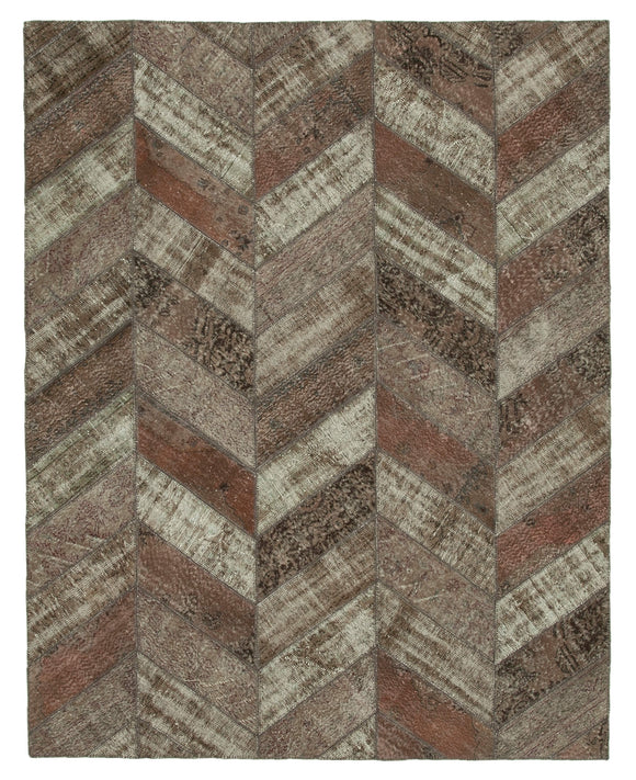 8x10 Brown Modern Patchwork Rug - 31118