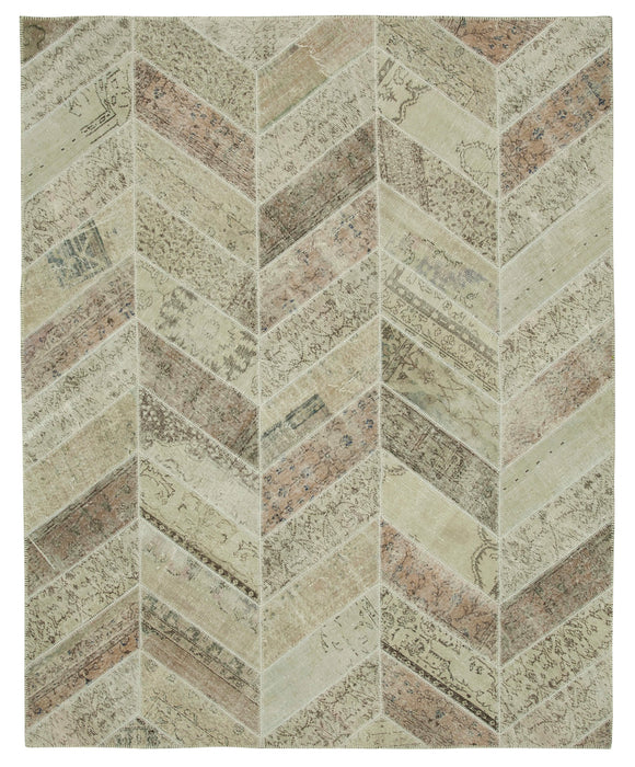 8x10 Beige Modern Design Contemporary Patchwork Rug