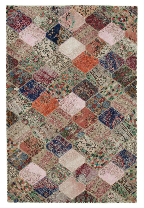7x11 Multicolor Modern Patchwork Rug - 31143