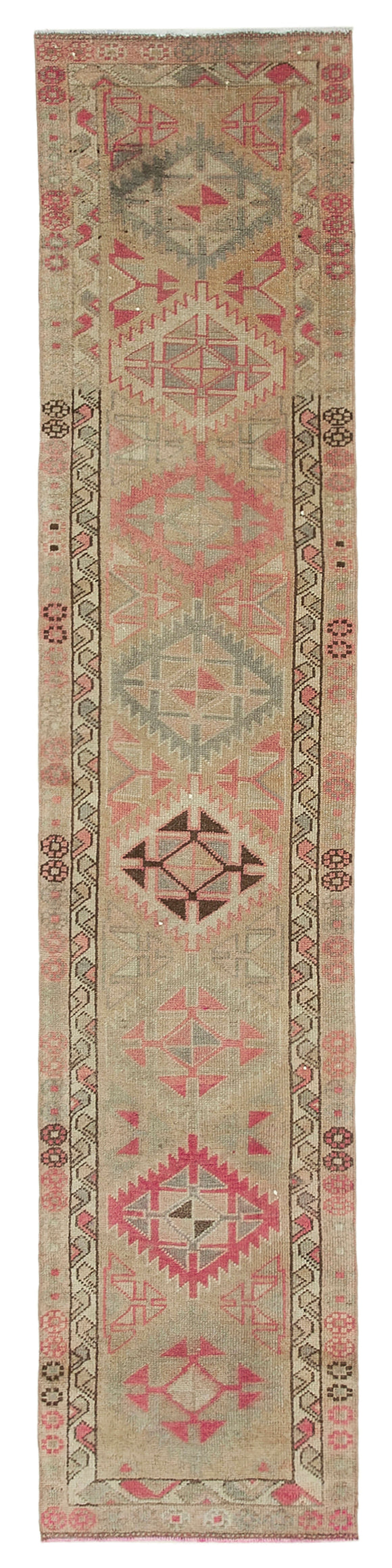 3x13 Beige Bohemian Runner Rug -32719