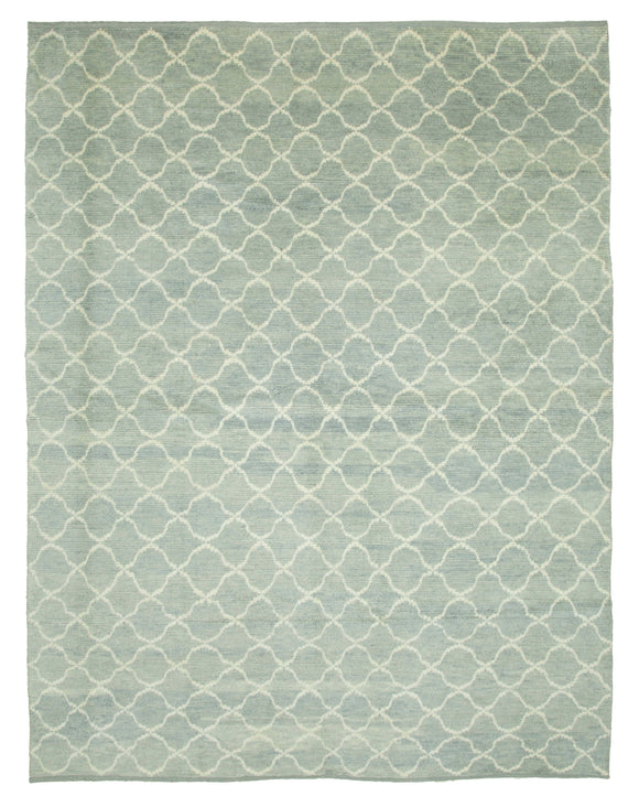 9x11 Blue Hand Knotted Wool Unique Moroccan Area Rug