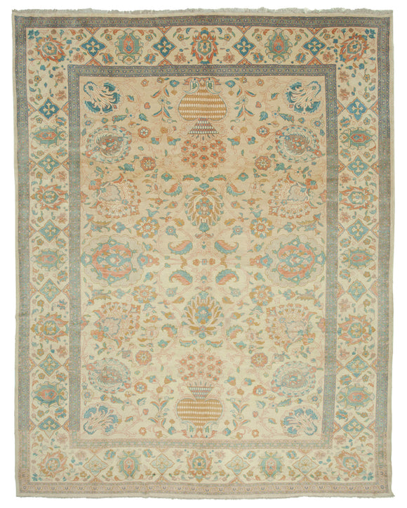 10' 8'' x 13' 9'' Beige Oriental Oushak Rug