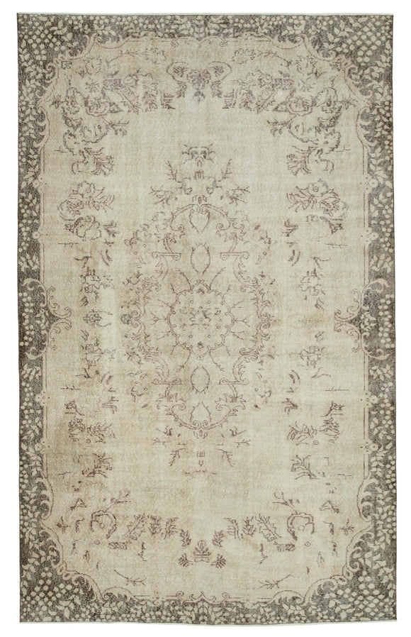 7x11 Beige Hand Knotted Turkish Vintage Large Area Rug