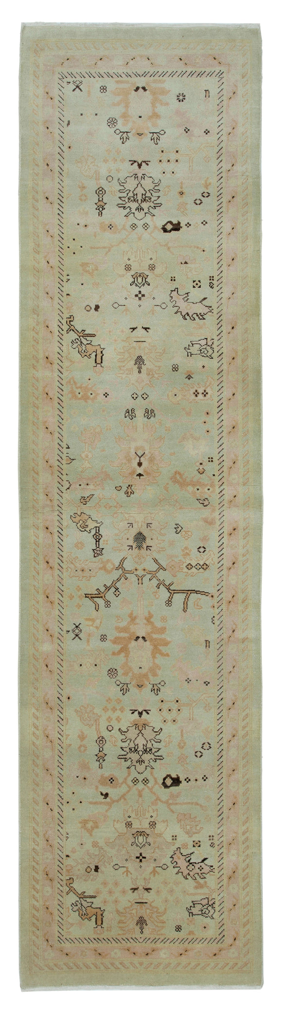 2' 7'' x 10' 1'' Hand-Knotted Oushak Runner Rug