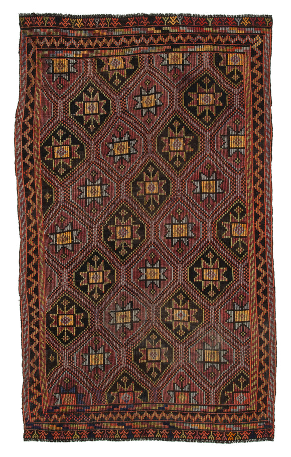 5' 4'' x 9' 1'' Orange Vintage Turkish Kilim Rug