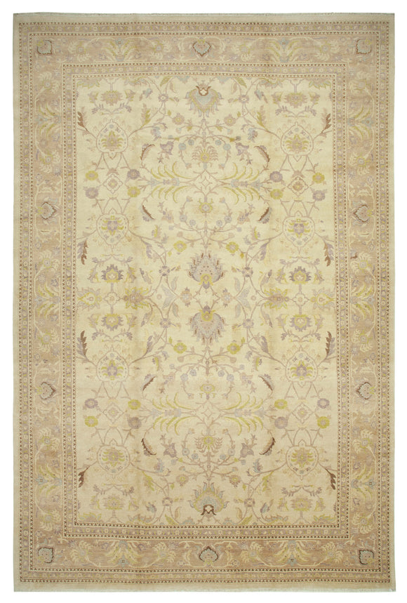 12' x 18' 4'' Beige Handmade Oushak Rug