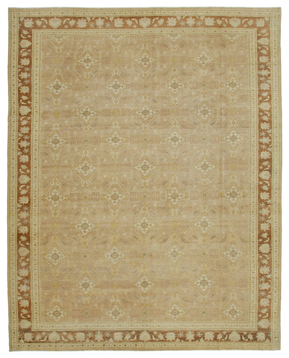 11' 11'' x 14' 10'' Beige Handmade Oushak Rug