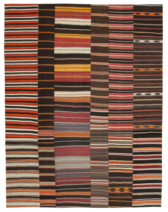 10' 3'' x 13' 5'' Multicolor Kilim Patchwork Rug
