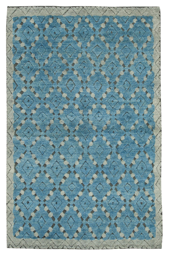 5' x 8' Blue Moroccan Wool Rug