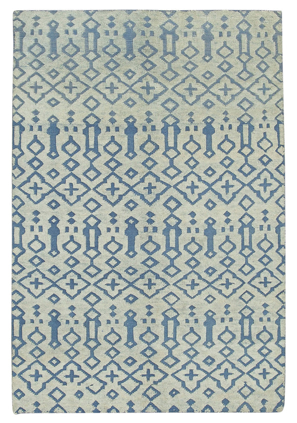 5' x 8' Blue and Beige Color Moroccan Rug