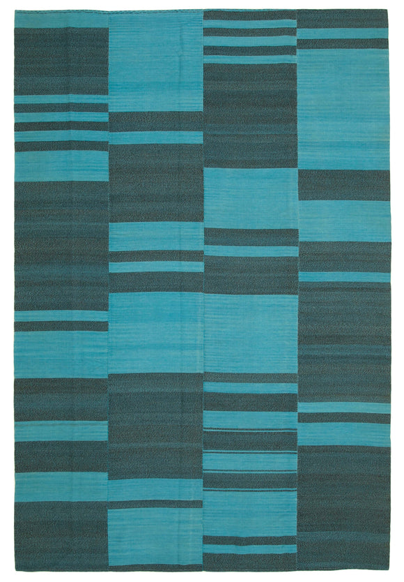 9x14 Blue Color Modern Kilim Rug